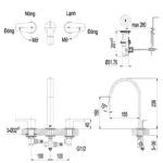 Vòi lavobo INAX LFV-7100B (LFV7100B) nóng lạnh (vòi chậu 3 lỗ) - Ảnh 2