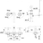 Vòi lavabo INAX LFV-8100B (LFV8100B) nóng lạnh (vòi chậu 3 lỗ) - Ảnh 3
