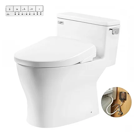 Bồn cầu TOTO MS188VKW23#XW/ T53P100VR 1 khối, nắp điện tử TCF47360GAA, xả gạt