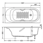 Bồn tắm TOTO PPY1750HPE#P/ DB505R-3B/ TVBF412 đặt sàn ngọc trai, có tay vịn, kèm ống thải TVBF412 - Ảnh 5