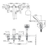 Vòi xả bồn tắm TOTO TBG07202A nóng lạnh, dòng GE (4 lỗ), màu chrome, kèm tay sen - Ảnh 5