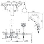 Vòi xả bồn tắm TOTO TBG11202A#MBL nóng lạnh, dòng GF (4 lỗ), màu đen mờ, kèm tay sen - Ảnh 2