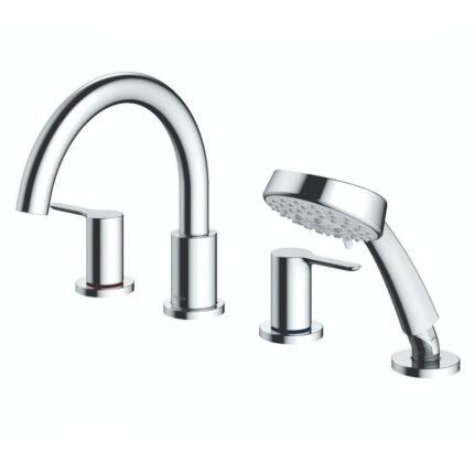 Vòi xả bồn tắm TOTO TBS01202BA nóng lạnh, dòng LB (4 lỗ), màu chrome, kèm tay sen