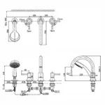 Vòi xả bồn tắm TOTO TBS02202BA nóng lạnh, dòng LN (4 lỗ), màu chrome, kèm tay sen - Ảnh 6