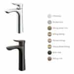 Vòi lavabo TOTO TLG01306B#MBL nóng lạnh dòng GO đen mờ ,cao 24cm - Ảnh 4
