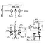Vòi lavabo TOTO TLS02201BA nóng lạnh,dòng LN (3 lỗ) - Ảnh 4
