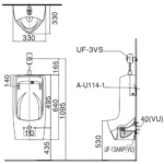 Bồn tiểu nam INAX U-431VR/ BW1 (U431VR) treo tường - Ảnh 4
