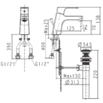 Vòi lavabo American Standard WF-0401 (WF0401) nóng lạnh, dòng Concept Square, cao 13.8 cm - Ảnh 2