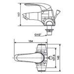Vòi lavabo American Standard WF-1502 (WF1502) nóng lạnh, 3 lỗ, dòng Saga, cao 11.7 cm - Ảnh 2