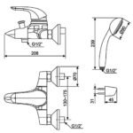 Vòi sen tắm American Standard WF-1511 (WF1511) nóng lạnh, tay sen 1 chế độ, dòng Saga - Ảnh 2