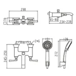 Vòi sen tắm American Standard WF-1611 (WF1611) nóng lạnh, dòng Kastello - Ảnh 2