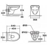 Bồn cầu American Standard WP-2207/ WP-C218 (WP2207/ WPC218) treo tường, thoát ngang, nắp êm WP-C218, dòng Compact Codie - Ảnh 2